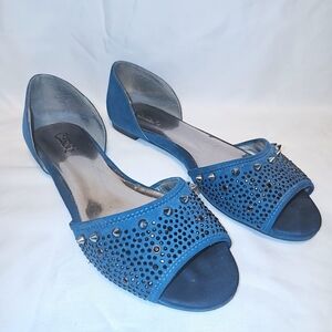 CARLOS by CARLOS SANTANA |Blue Slip On Studded Flats